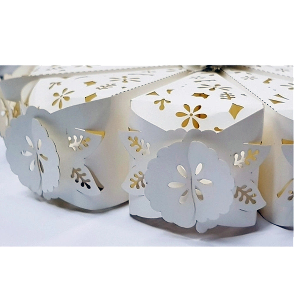 Trade Shop - Set 10 Bomboniere Scatolina Spicchio Torta Bianco Fiore Portaconfetti Matrimonio -