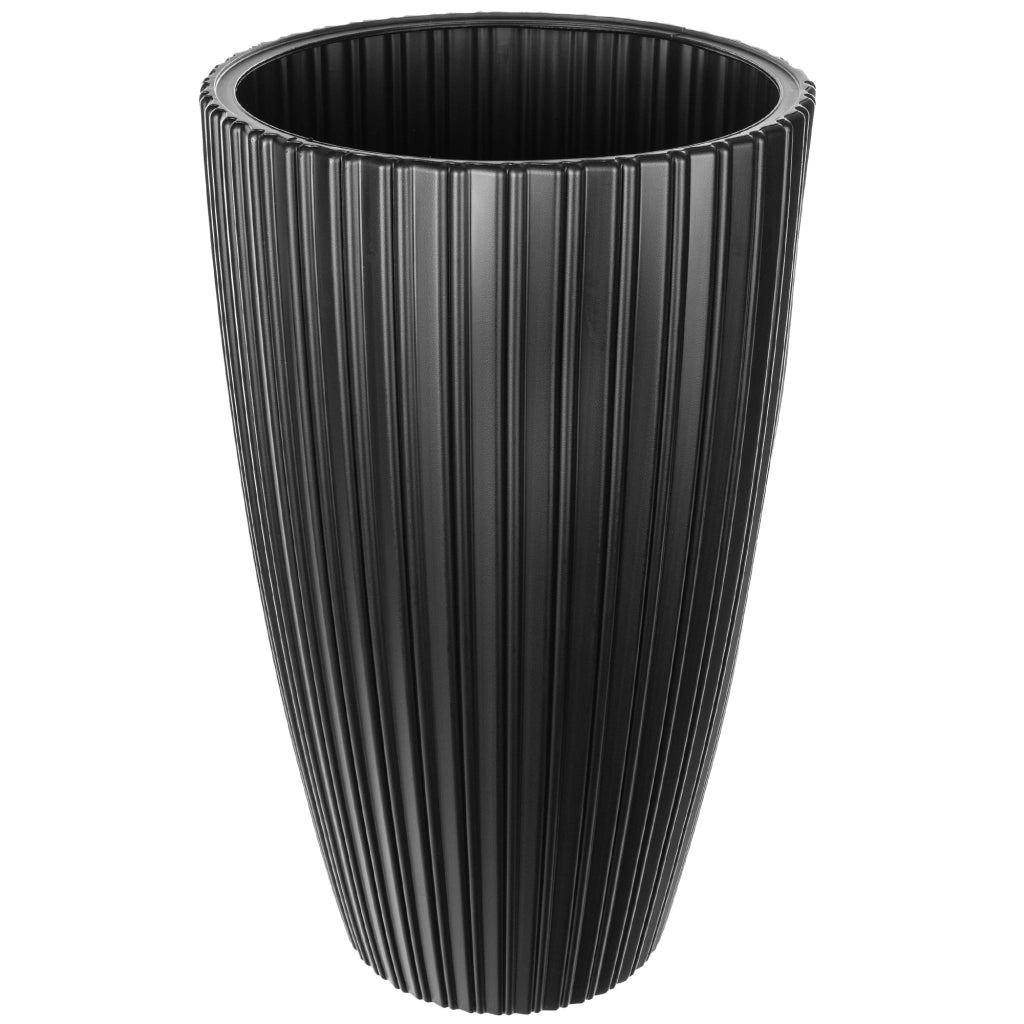 Vaso da fiori KADAX 30 cm con coperchio e inserto, vaso da fiori in plastica nero