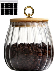 Contenitori in vetro con coperchio, 1x 750ml 10,5x13cm Piccoli contenitori in vetro con coperchi in bambù Contenitore in vetro con coperchio per noci e semi di caffè