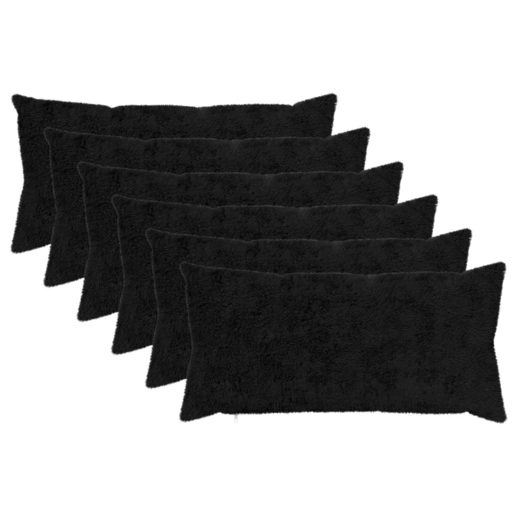 Federa 6 pz HEERLEN Nero 40 x 80 cm Pelliccia di Coniglio Finta 910226