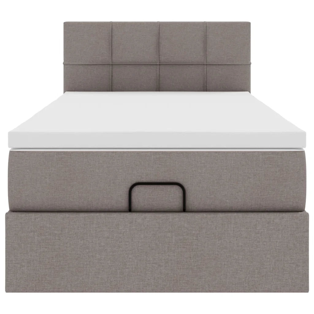 Pouf Letto con Materasso e LED Tortora 90x200 cm in Tessuto 3312281