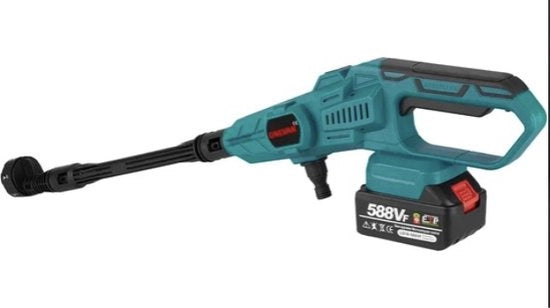 Pulitore di alta pressione - 2 x Batterie - Pulitore di alta pressione senza fili - 3 Rapporti di compressione - Verde - 3500W - 200 Bar