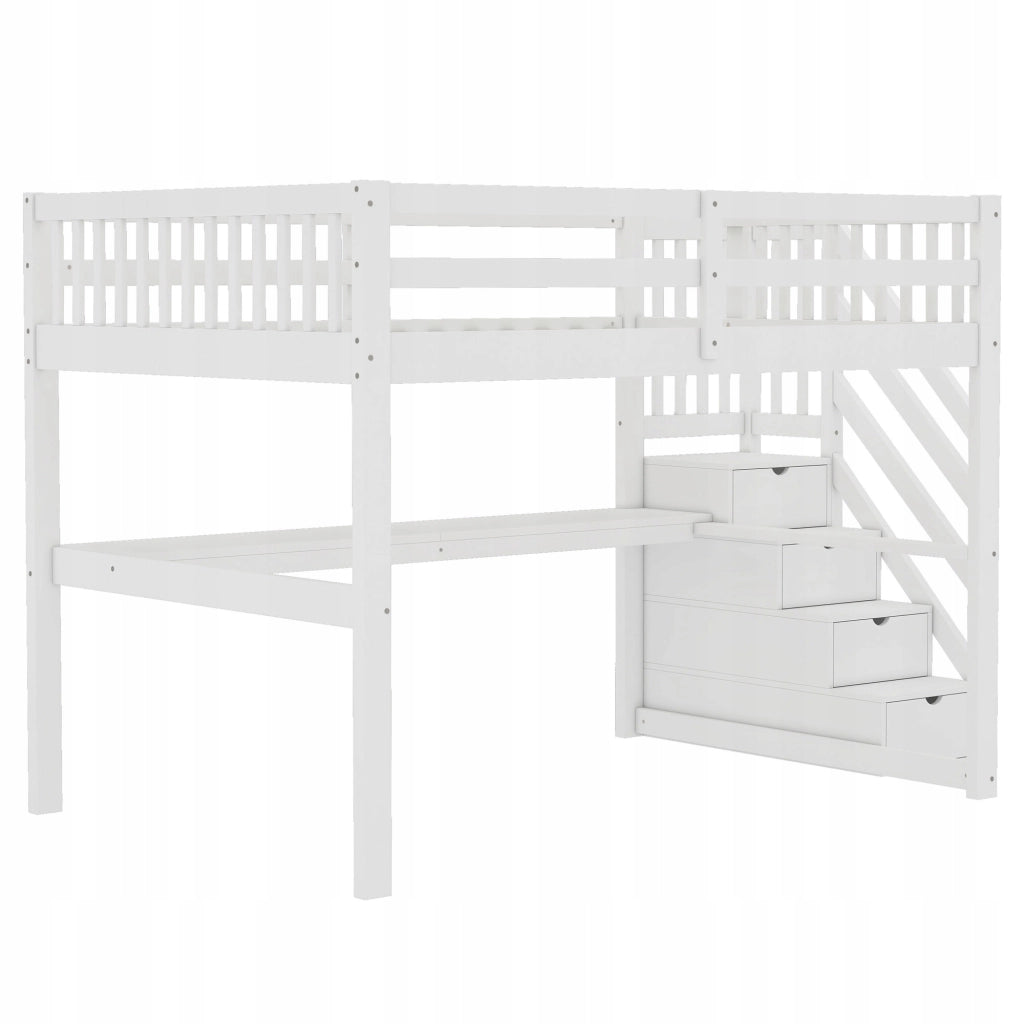 Letto a soppalco con scrivania e cassetti - Xylo - 140x200 - Bianco