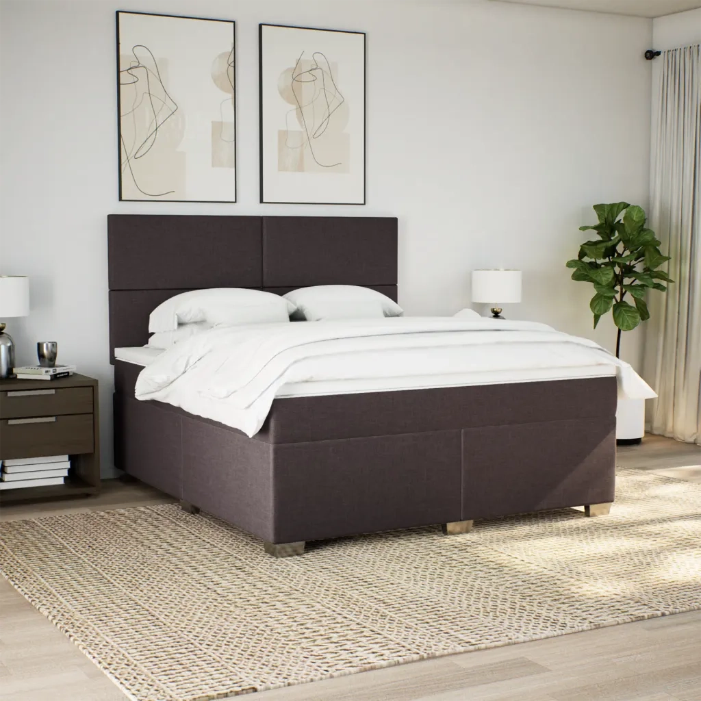 Giroletto a Molle con Materasso Marrone Scuro 180x200cm Tessuto 3292863