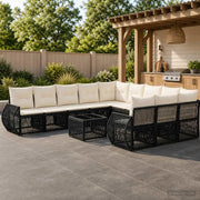 Set Divano da Giardino 12 pz Nero e Bianco Crema polyrattan 3435559
