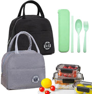 2-pack di piccole valigette da viaggio, 6 L valigetta da viaggio piccola, con isolamento e rivestimento in pellicola, valigetta portatile pieghevole con 3 accessori da picnic, valigetta per scuola, ufficio, picnic, viaggi