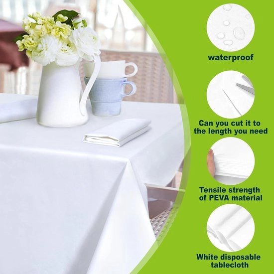 Tavolo imbevibile in PEVA - 10 pacchi da 137 x 183 cm - coperto da tavolo per picnic, barbecue, matrimoni - panno di plastica rettangolare per banchetti.