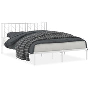 Letto matrimoniale | Letto per adulti | Giroletto con Testiera Metallo Bianco 150x200 cm
