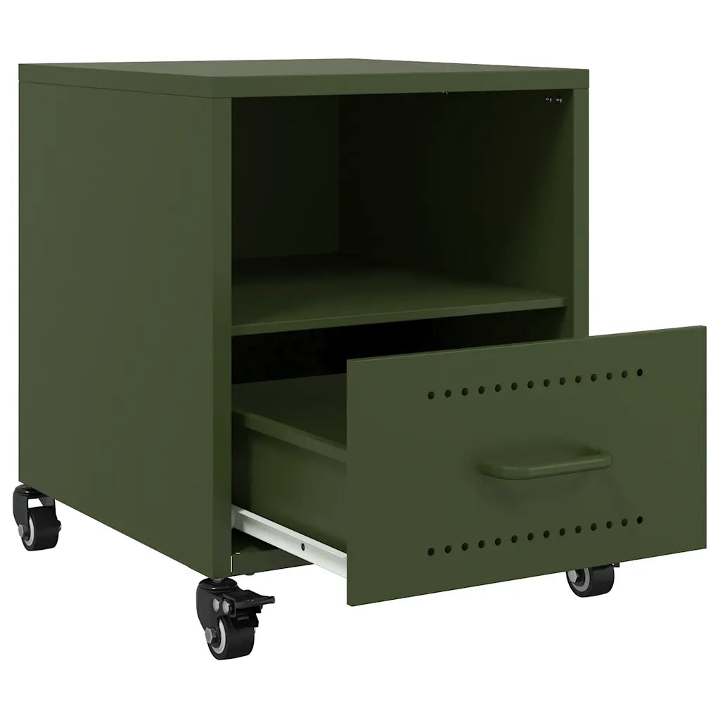 vidaXL Comodino Verde Oliva 36x39x43,5 cm in Acciaio