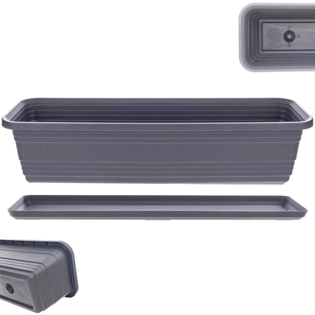 Vaso da fiori da balcone KADAX da 60 cm con sottovaso color antracite