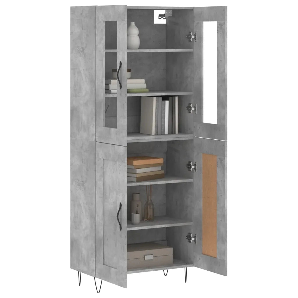 vidaXL Credenza Grigio Cemento 69,5x34x180 cm in Legno Multistrato