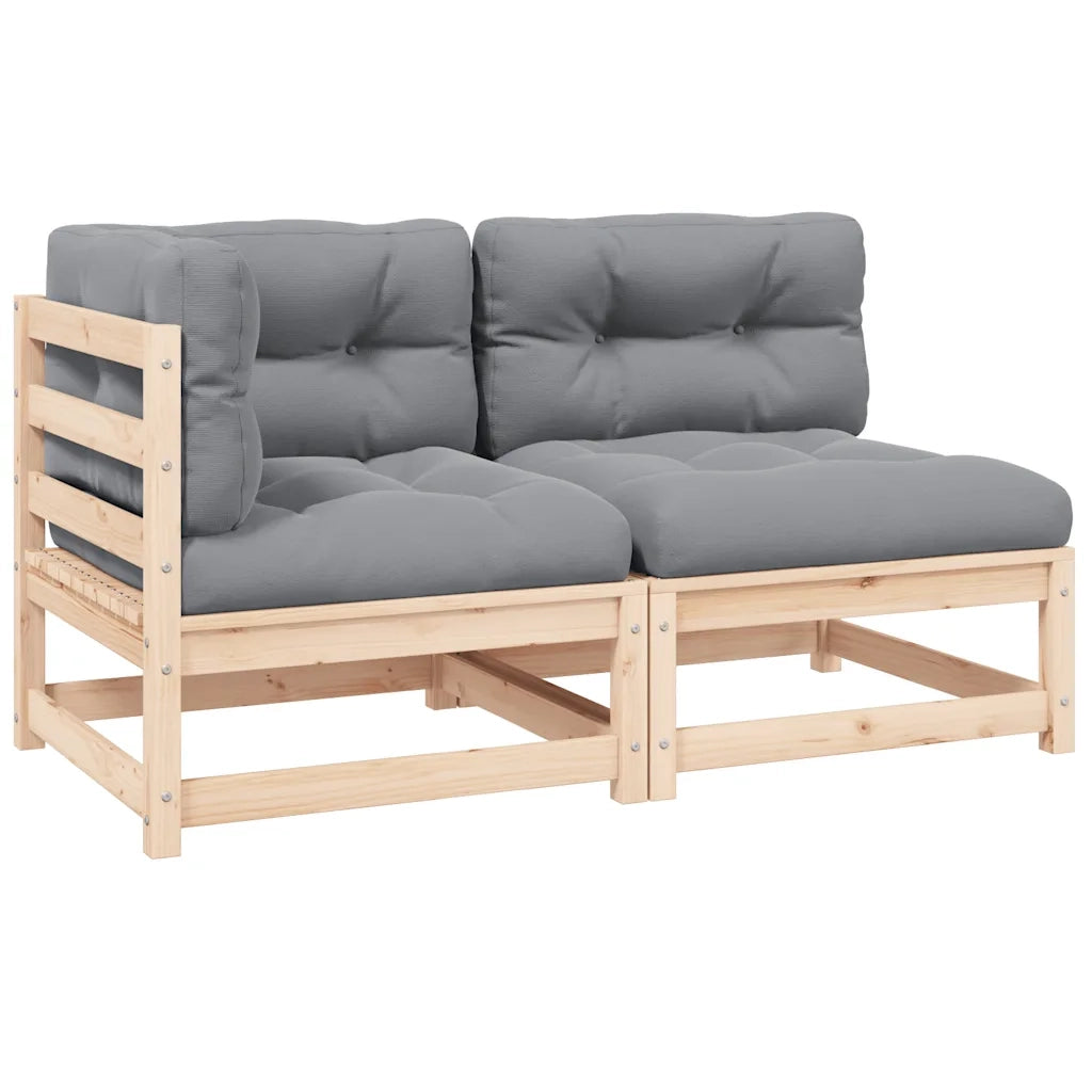 Set Divani da Giardino 2 pz con Cuscini Legno Massello di Pino