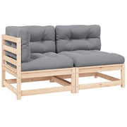 Set Divani da Giardino 2 pz con Cuscini Legno Massello di Pino