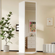 Mobile girevole ULEVR 45x45x168 cm con specchio a figura intera, 4 vani aperti e cassetto, bianco