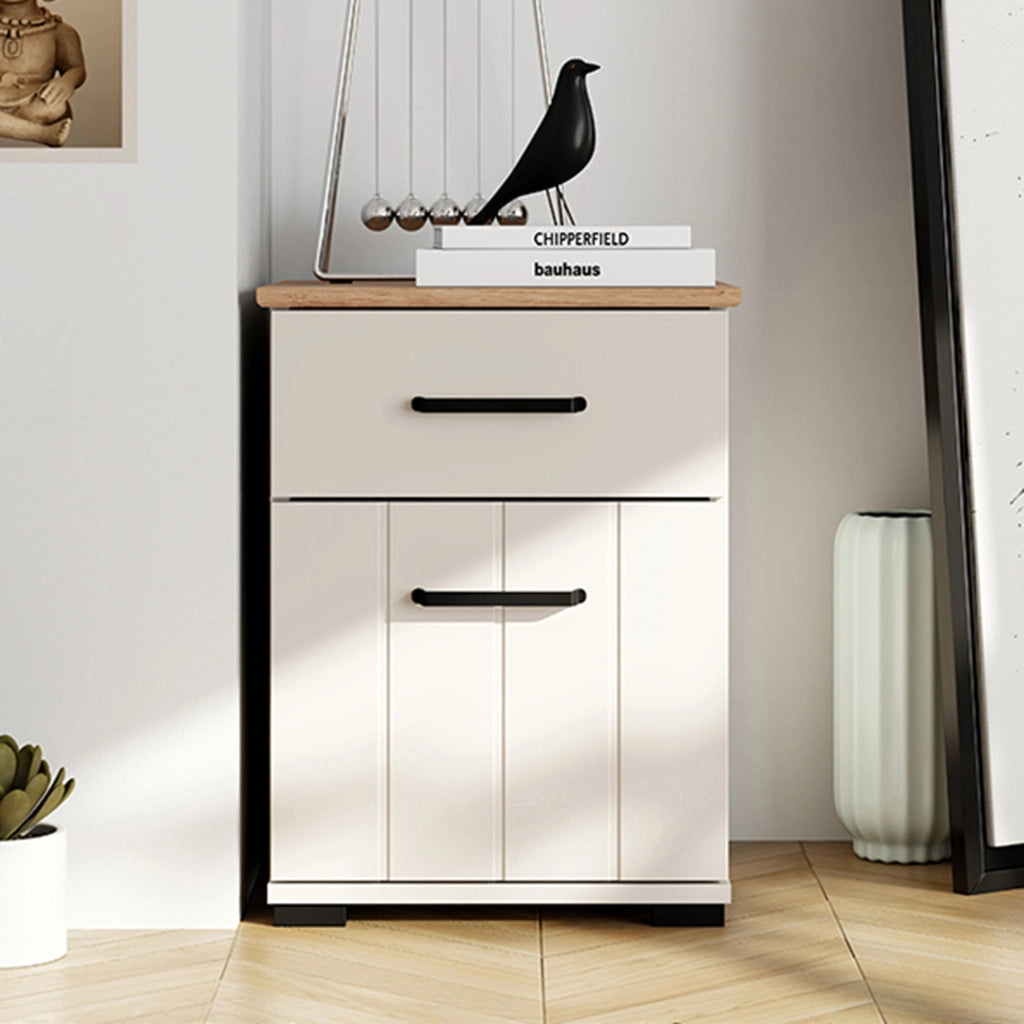 Punak, Comodino un Cassetto, 41x40x54h cm Bianco Crema