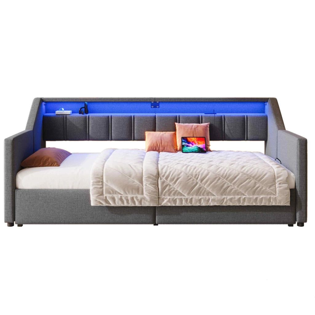 Letto giorno funzionale in lino 90x200 cm