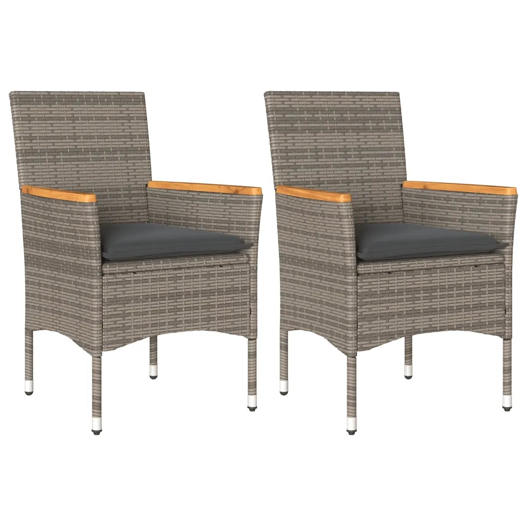 Sedie da Giardino con Cuscini 2 pz | Sedie da Esterno Grigie in Polyrattan