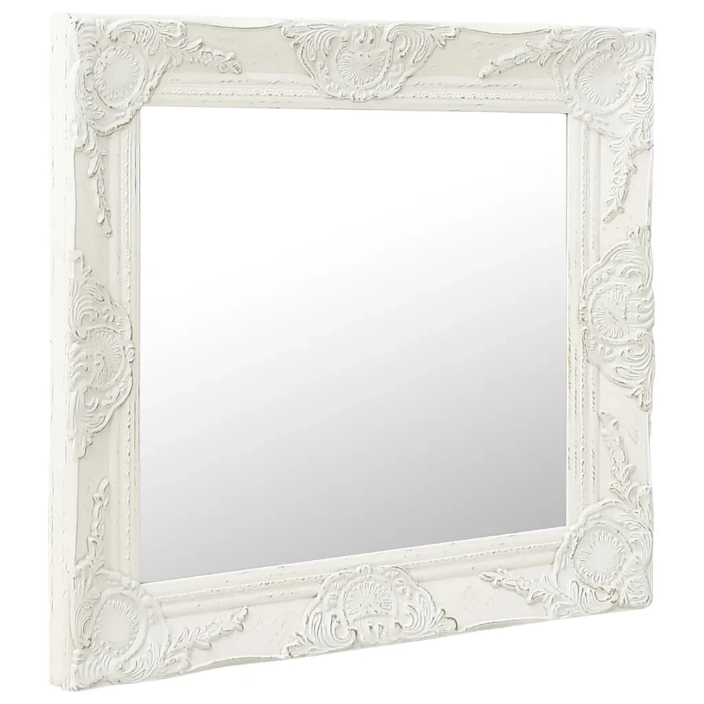Specchio da Parete Stile Barocco 50x50 cm Bianco 320312