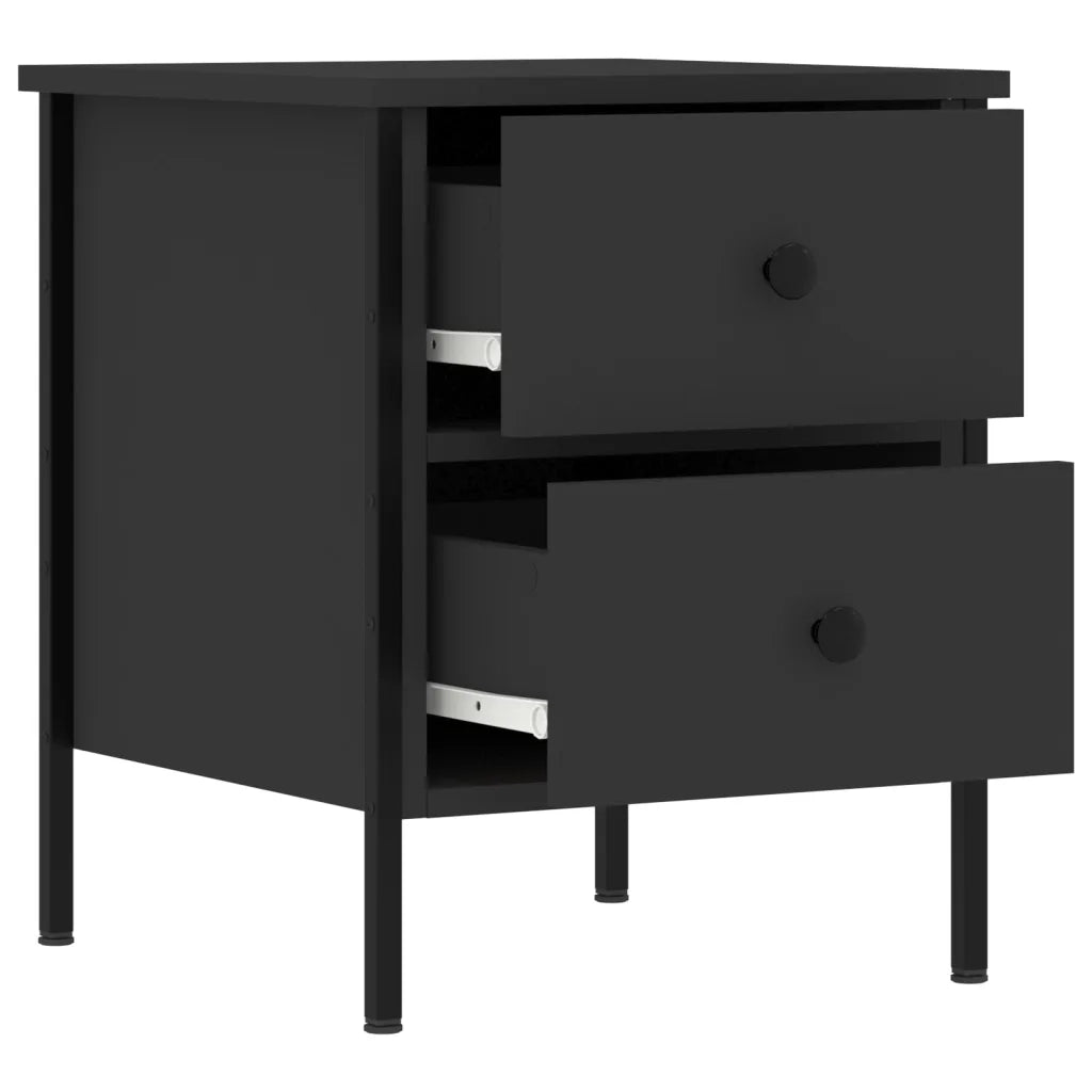 Comodini 2 pz Neri 40x42x50 cm in Legno Multistrato