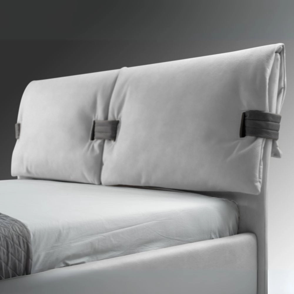 Letto matrimoniale contenitore Grenoble tessuto grigio ghiaccio 176x218x118H