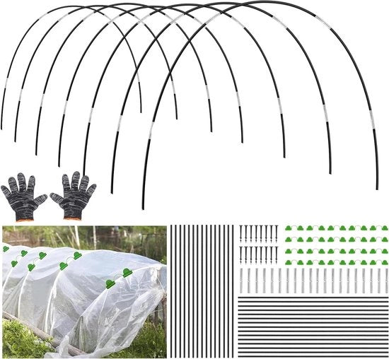 Tunnel per giardino in polietilene per aumento della superficie del letto di fiori, tunnel a curva per supporto treetop tunnel per protezione dalle uccelli e insetti, 30 pezzi.