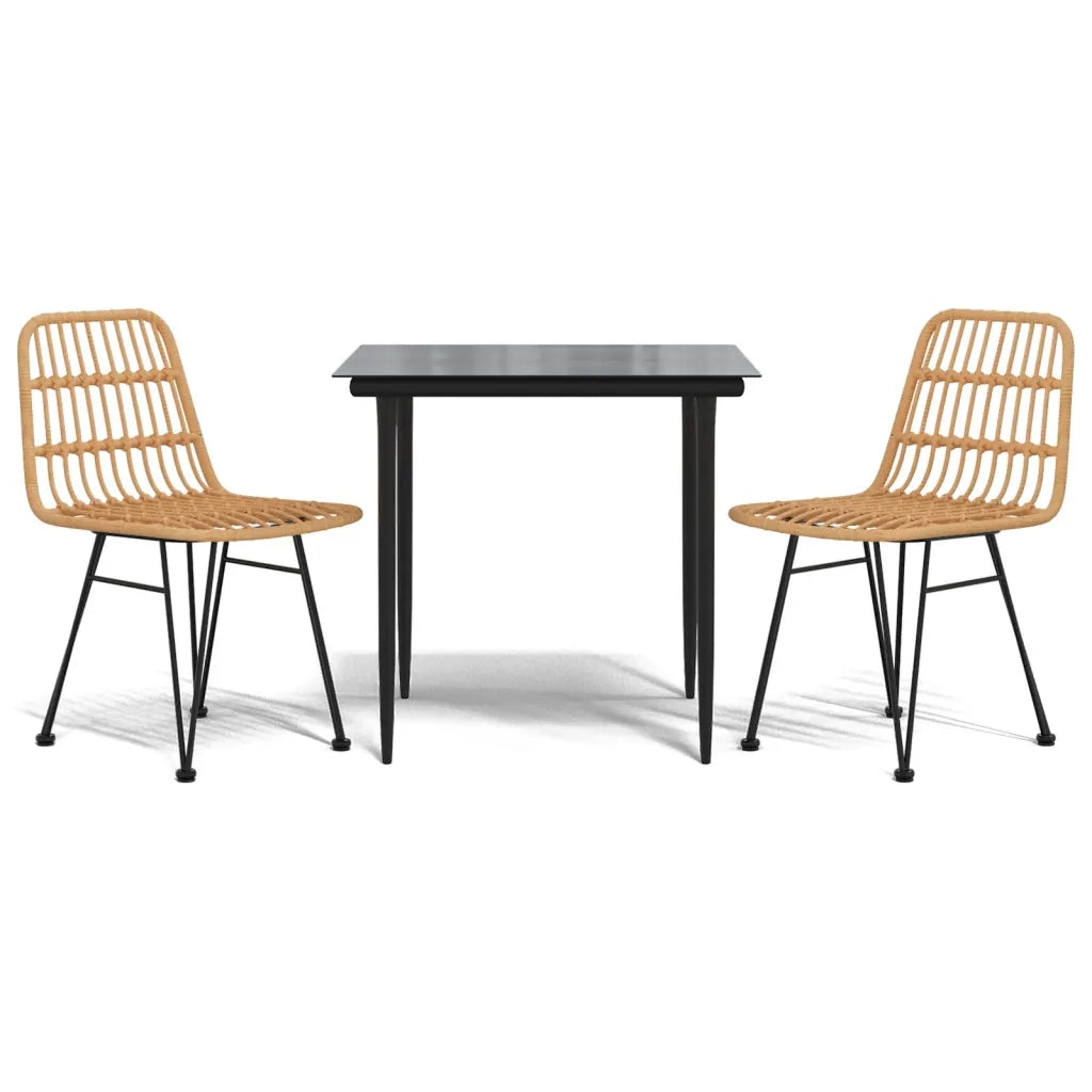 Set da Pranzo da Giardino 3 pz | Set Salotto da Giardino in Polyrattan