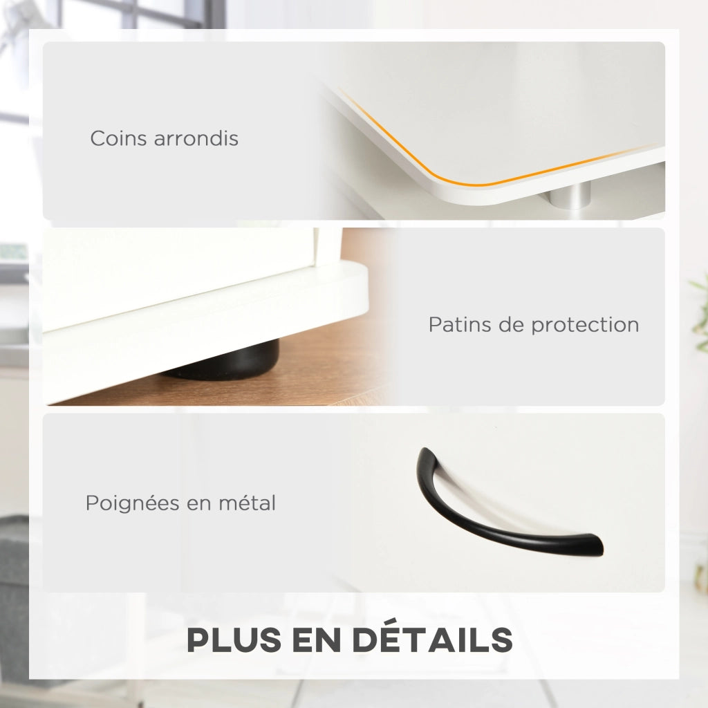 Scrivania per computer con cassetti ¨C zephmum ¨C 120x55x85 cm bianco legno