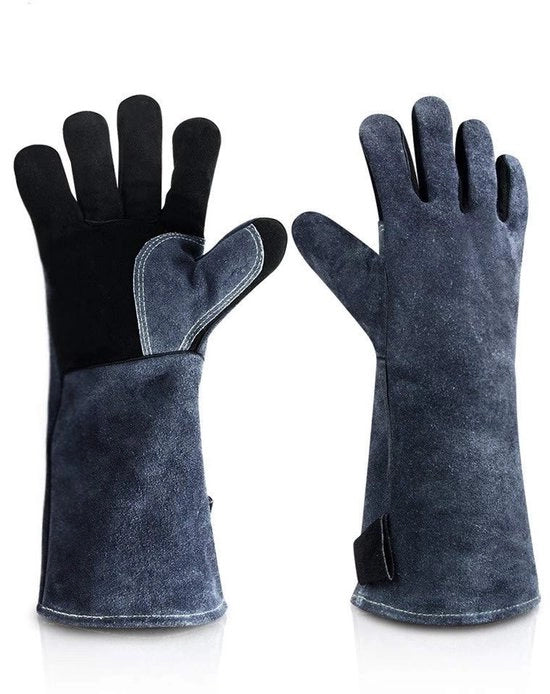 Manopole resistenti al calore fino a 500°C - Manopole in pelle per BBQ e stufe a legna - Protezione al calore - Manopole resistenti alle spine - Manopole lunghe resistenti al calore - Fondamentali per camini - Manopole per barbecue
