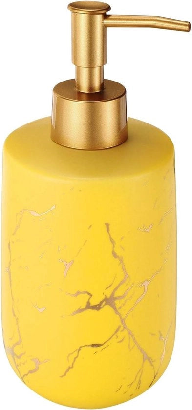 Dispensatore di sapone 12,5 oz per cucina e bagno con motivi di marmo giallo - dispenser mani e piatti con pompa