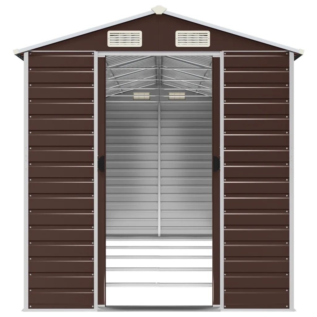Casetta da giardino marrone 191x470x198 cm in acciaio zincato 3188268