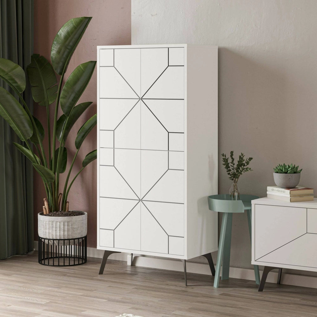 Bussola, Armadio Multiuso Grande Appendiabiti, 63x136h cm Bianco