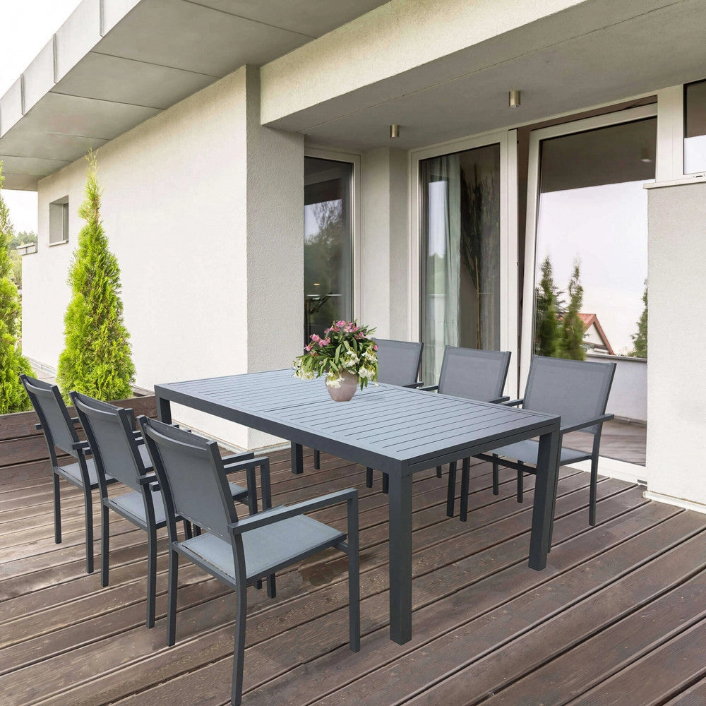 Tavolo Formentera 200/300x100x74 h cm in Alluminio Antracite