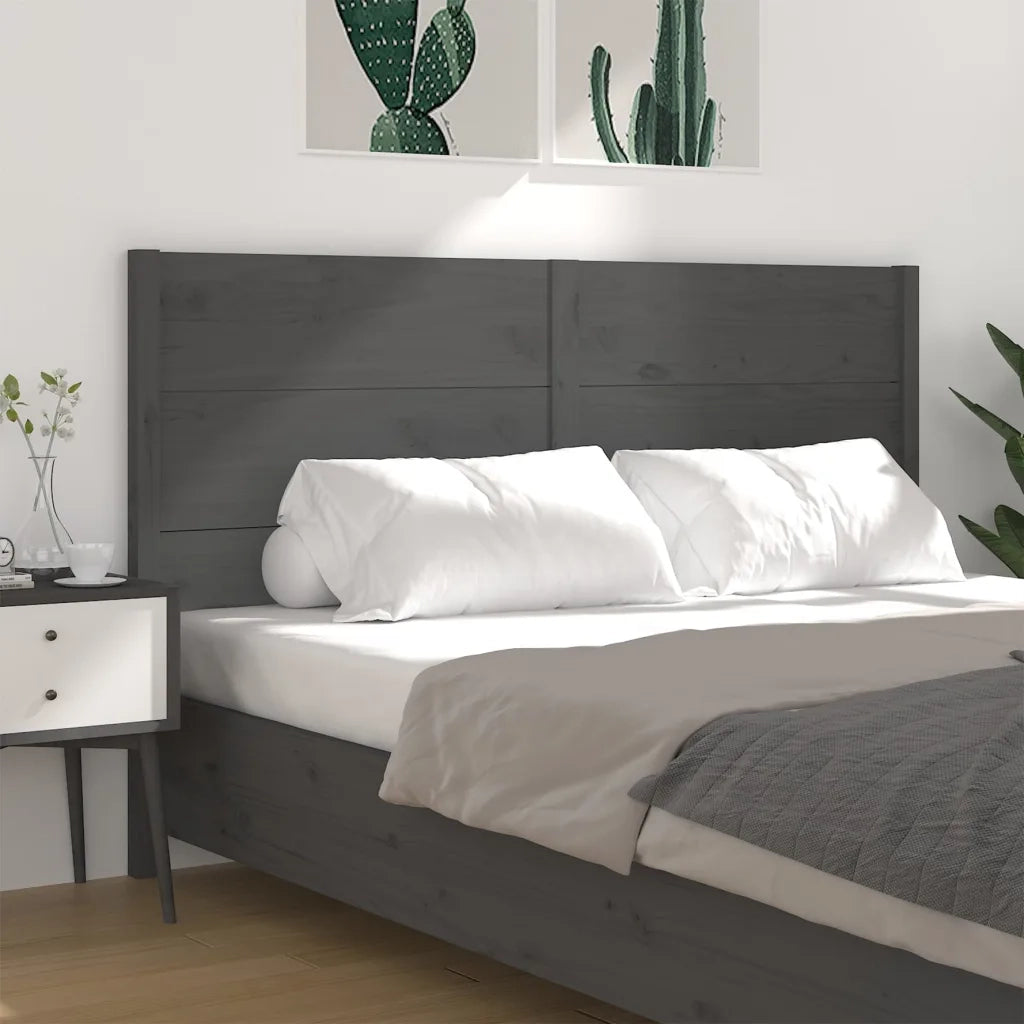 Testiera per Letto Grigia 206x4x100cm in Legno Massello di Pino