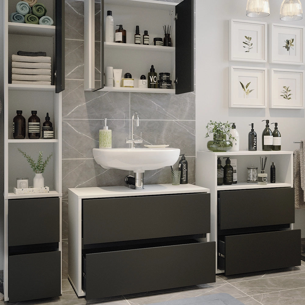 Vicco Set di mobili da bagno Bianco/antracite 4 parti