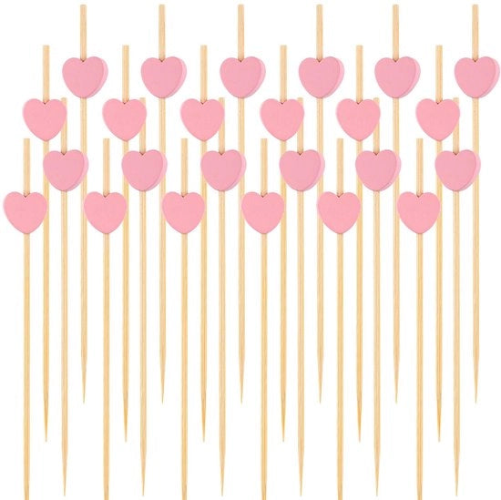 Set di Spazzolini da Denti a forma di Cuore in Bambù - 100 pezzi - 11,9 cm - Decorazione per Matrimonio/Festa di Compleanno - Disegno Romantico