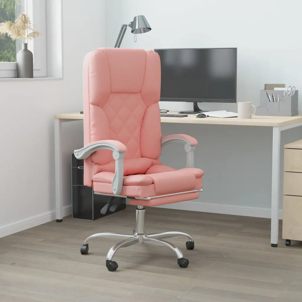 Poltrona da Ufficio Massaggiante Reclinabile rosa in Similpelle 349691