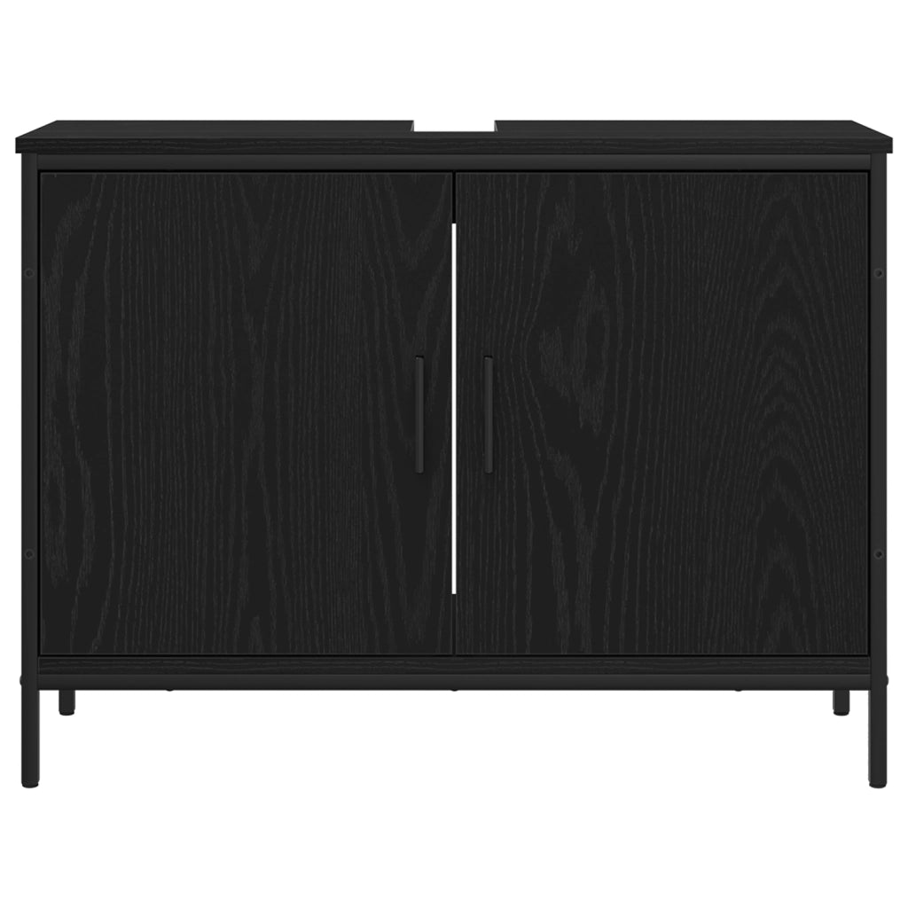 Mobile lavabo da bagno  Nero Rovere 80x30x60 cm Legno ingegnerizzato