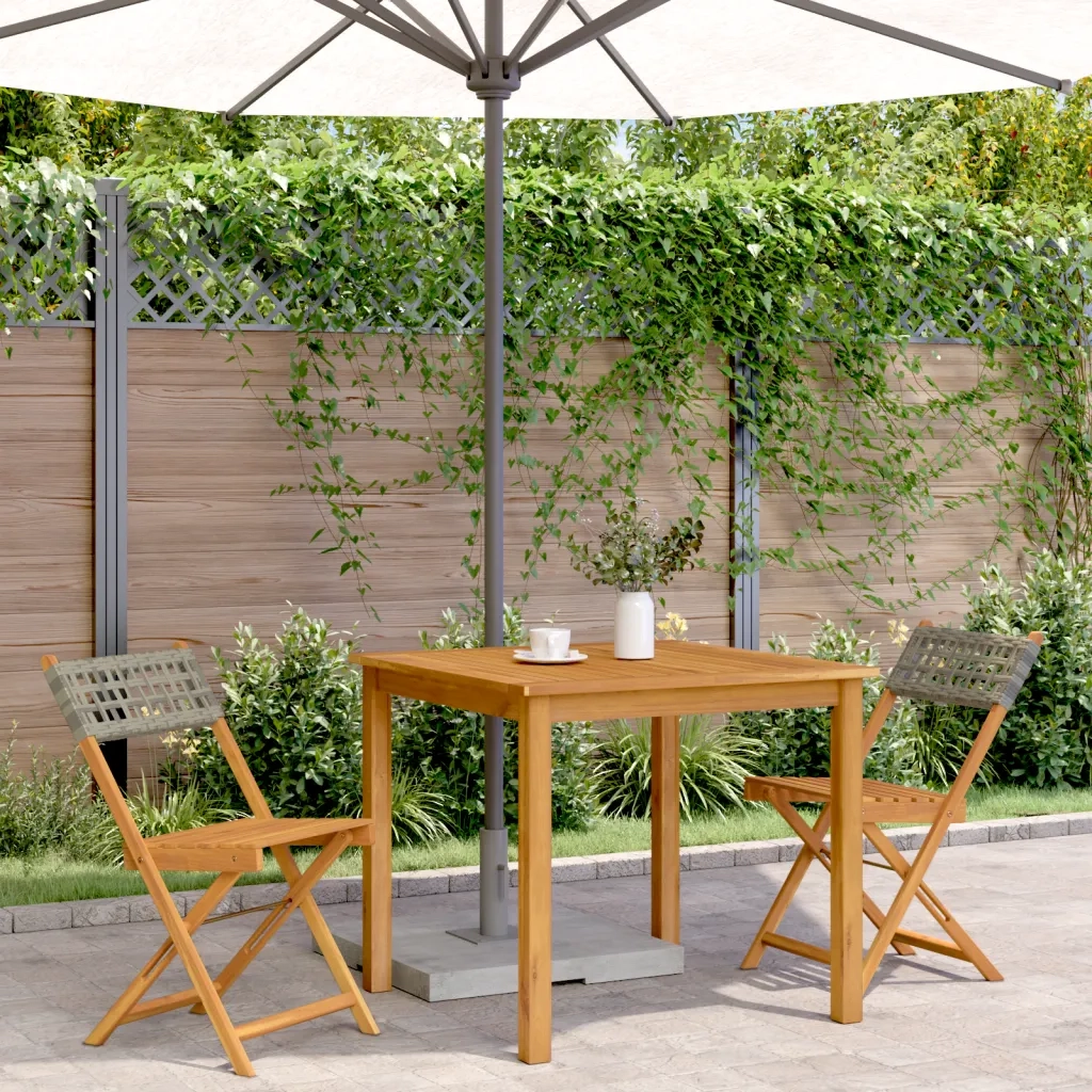 Sedie da BistrÃ² 2 pz Grigie Legno Massello Acacia e Polyrattan