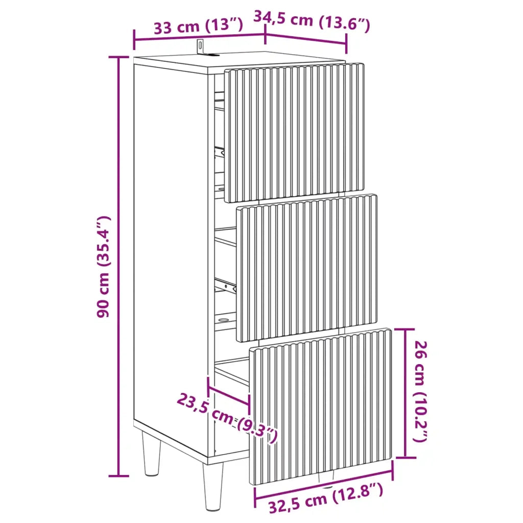 Mobile con Cassetti Bianco 33 x 34,5 x 90 cm 894615