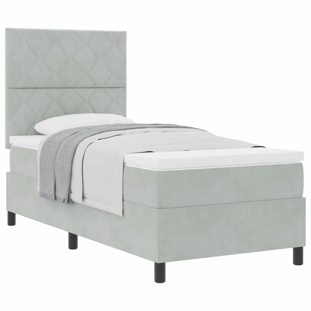 Letto a molle con materasso Grigio chiaro 100 x 200 cm Velluto 3339878