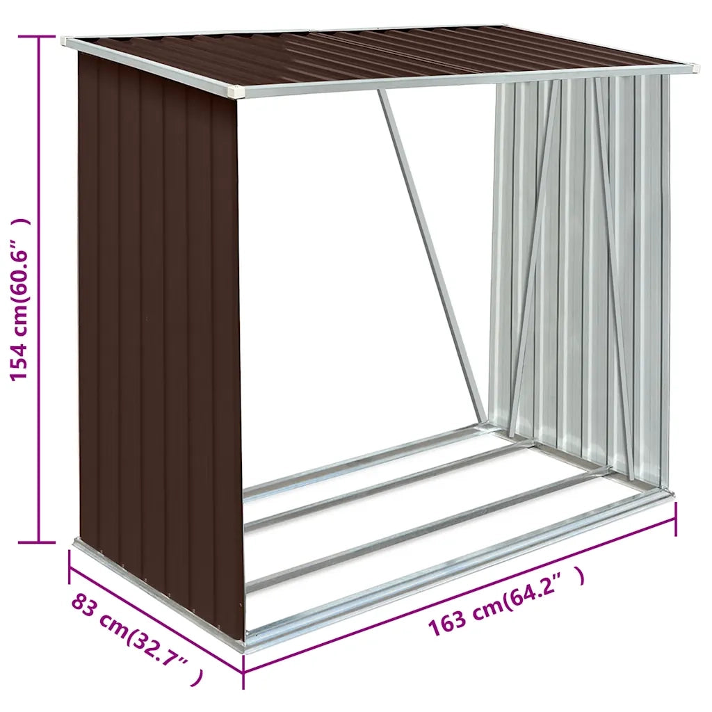 Capannone da Giardino in Acciaio Zincato 163x83x154 cm Marrone cod mxl 77718
