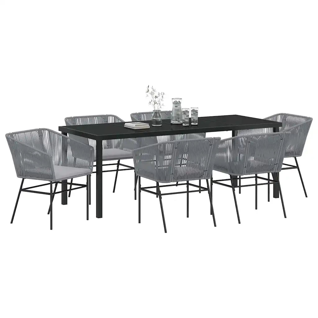 Set da Pranzo per Giardino con cuscino 7 pcs Grigio 3380937