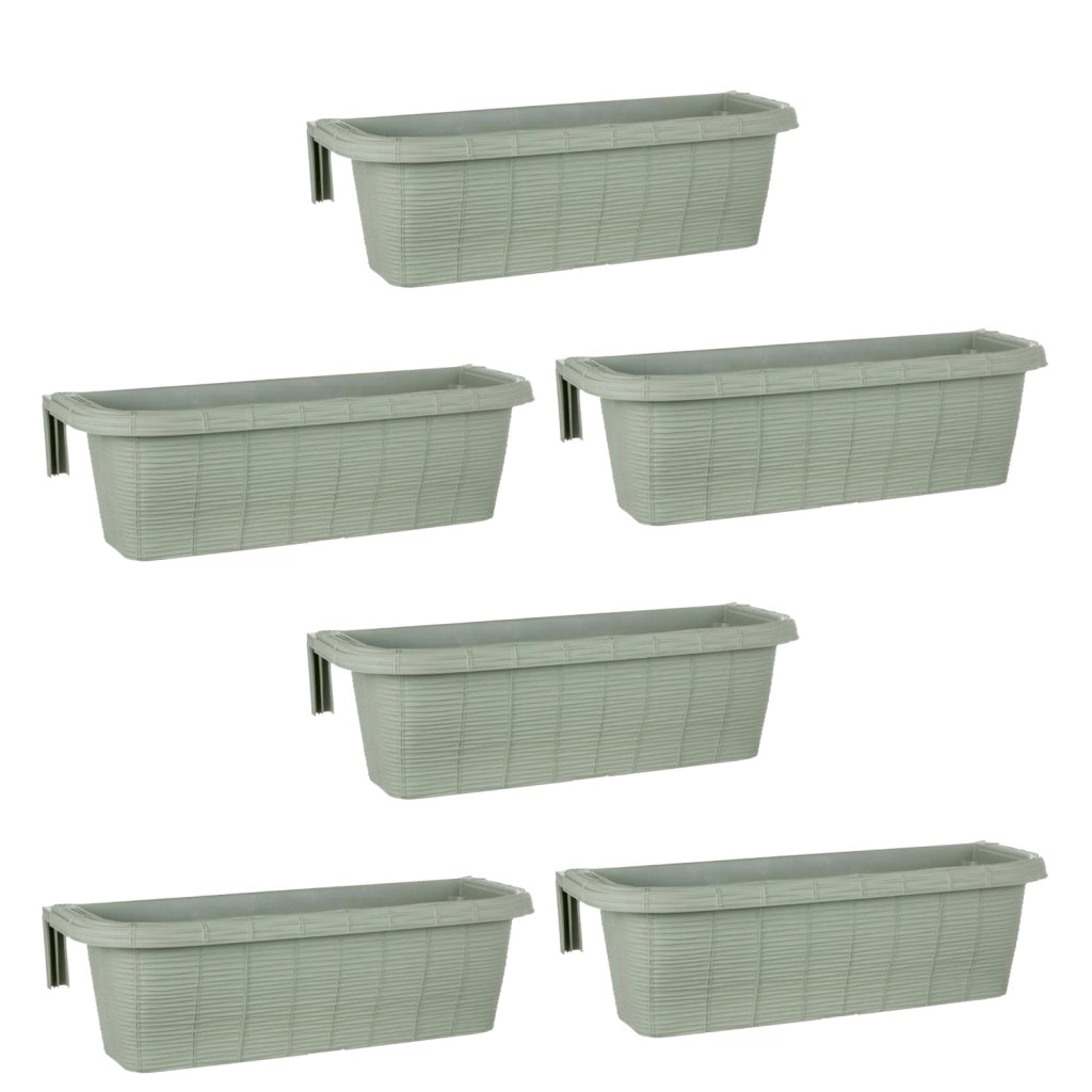 Rondine 60 - set di 6 balconiere intrecciate da 60cm con agganci regolabili e riserva d'acqua Salvia