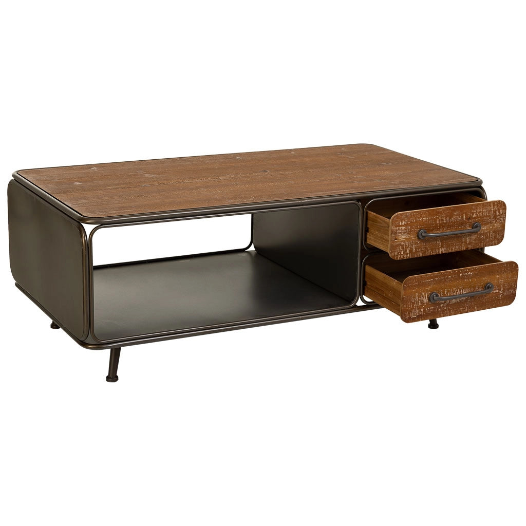 Tavolino in legno nero e metallo 120x64x46h