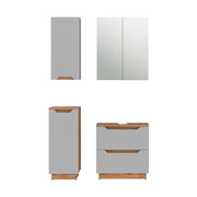Vicco Set di mobili da bagno Rovere/grigio a righe 4 parti