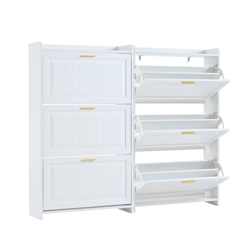 Scarpiera a 6 Scomparti ¨C MINIMAL ¨C Bianco, MDF e Truciolato, Set 2 Pezzi, 70x24x120 cm
