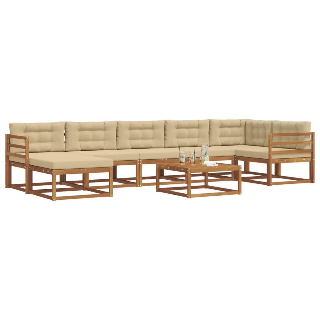 Set di divani da esterno con cuscino 8 pcs Naturale e Beige 3367916