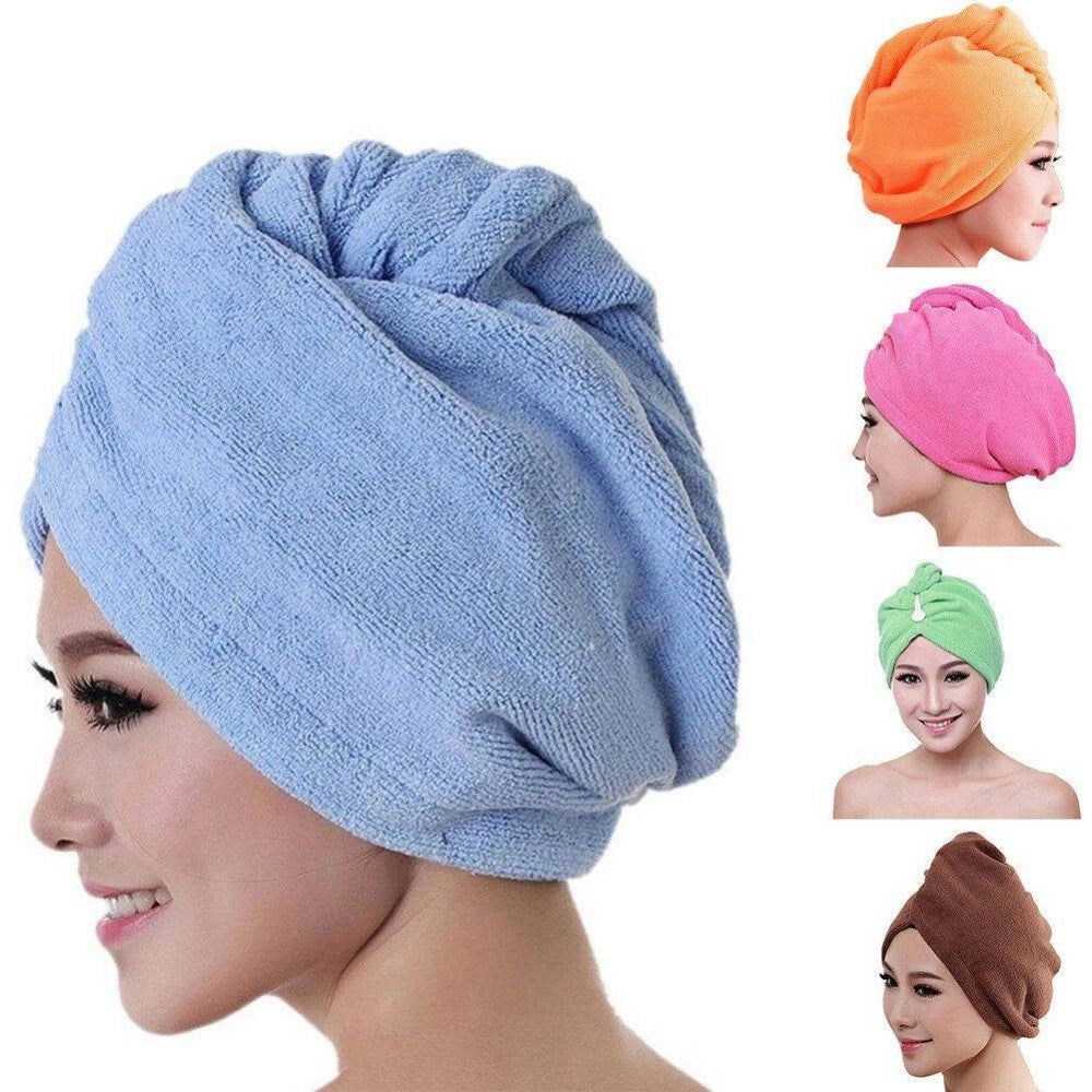 Trade Shop - Asciugamano Capelli Turbante Microfibra Shampoo Bagno Doccia Super Assorbenti -