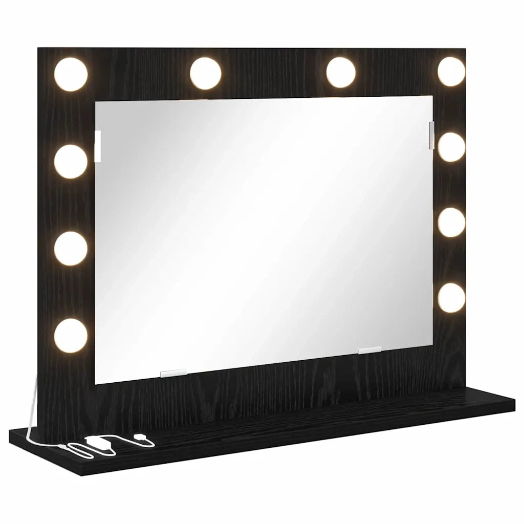 Specchio da Vanità Rettangolare Rovere Nero 60 x 45 x 18 cm 868310