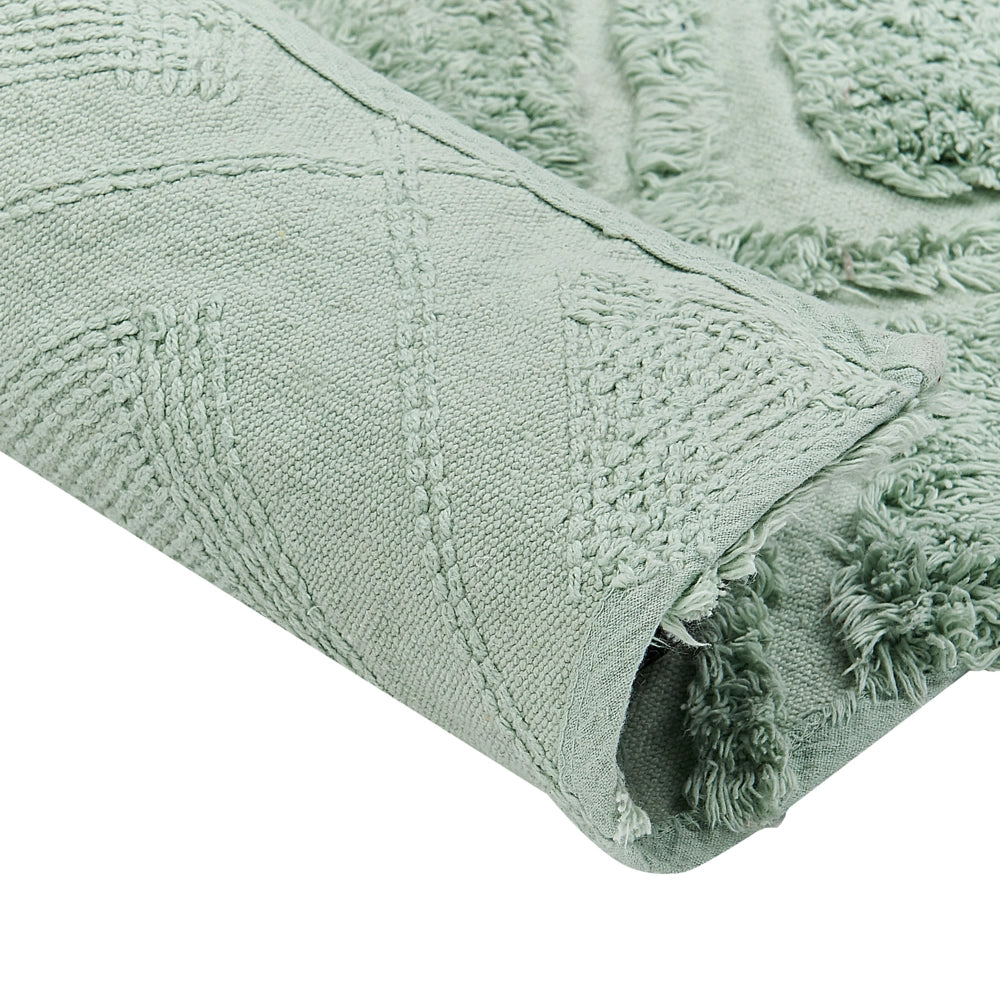 Tappeto in morbido cotone verde 80 x 150 cm con motivo geometrico camera da letto soggiorno